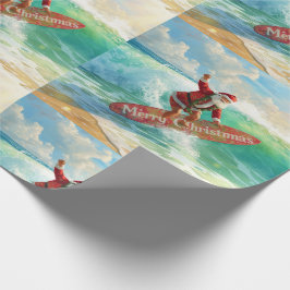 Santa is Surfing Christmas Holiday  Geschenkpapier