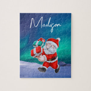 Santa ist auf dem Weg Nordlichter Weihnachten Puzzle