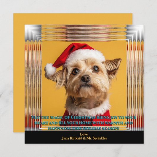 Santa ist auf seinem Weg Yorkie Weihnachts-Foto Einladung (Vorne/Hinten)