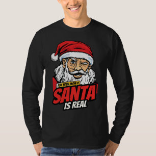 Santa ist echt – Frag Mutti Pop Art zwinkernd Sant T-Shirt