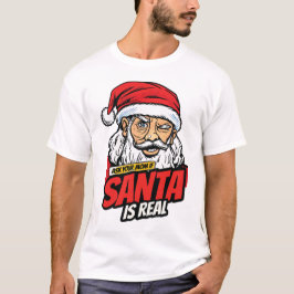 Santa ist echt – Frag Mutti Pop Art zwinkernd Sant T-Shirt