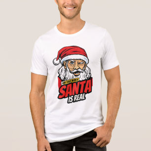 Santa ist echt – Frag Mutti Pop Art zwinkernd Sant Tri-Blend Shirt
