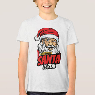 Santa ist echt – Frag Mutti Pop Art zwinkernd Sant Tri-Blend Shirt