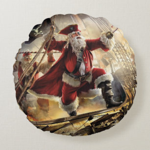 Santa ist ein Pirat Rundes Kissen