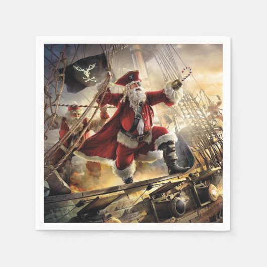 Santa ist ein Pirat Serviette (Vorderseite)
