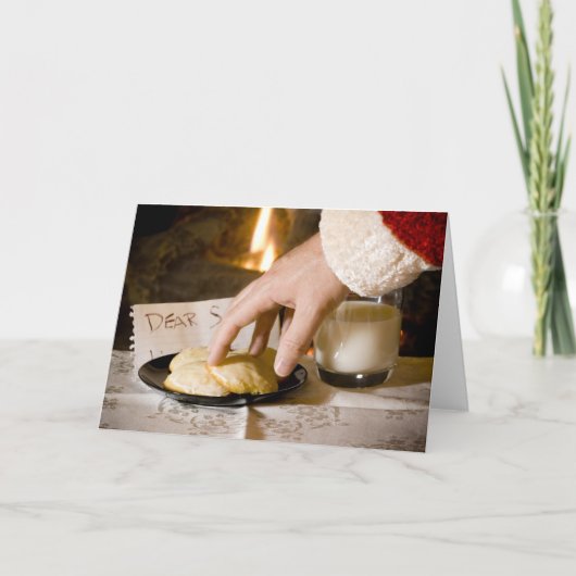 Santa ist hier feiertagskarte (Vorderseite)