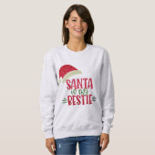 Santa ist meine Bestie rot - grüner Glitzer Weihna Sweatshirt (Vorne ganz)