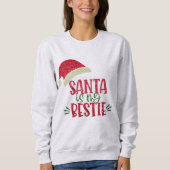 Santa ist meine Bestie rot - grüner Glitzer Weihna Sweatshirt (Vorderseite)