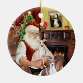 Santa - Italienischer Windhund (ZWEI) Keramikornament (Hinten)