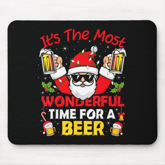 Santa It's The Most Wonderful Time For A Beer Funn Mousepad (Vorne)