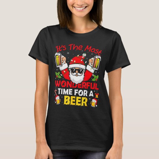 Santa It's The Most Wonderful Time For A Beer Funn T-Shirt (Vorderseite)