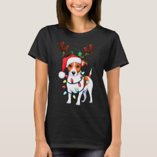 Santa Jack Russell Gorgeous Reindeer Light Christm T-Shirt