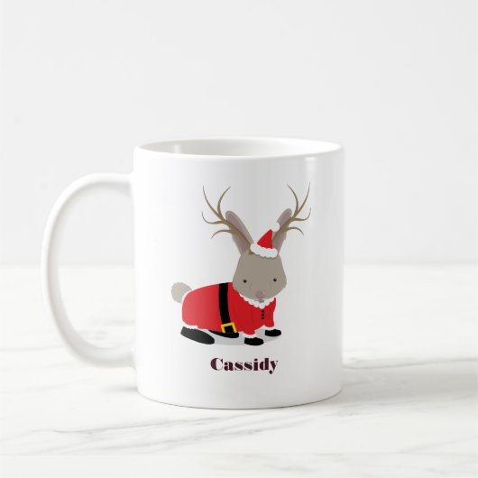 Santa Jackalope Name Weihnachten Kaffeetasse (Links)