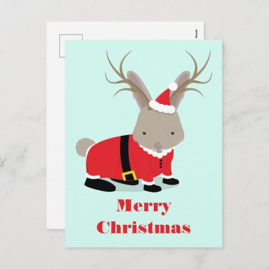 Santa Jackalope Weihnachtsfeiertag Postkarte (Vorne/Hinten)
