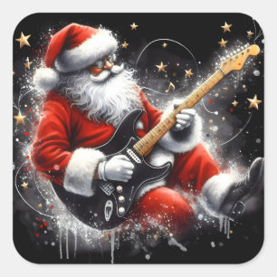 Santa Jams Louly über Electric Guitar Quadratischer Aufkleber