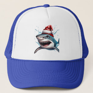 Santa Jaws Christmas Shark Cartoon Art Truckerkappe