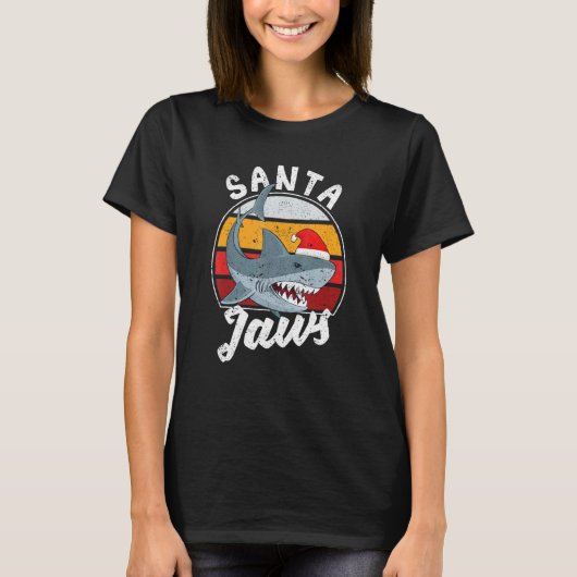 Santa Jaws Christmas Shark Claus Xmas PJs Anglers  T-Shirt (Vorderseite)