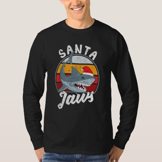 Santa Jaws Christmas Shark Claus Xmas PJs Anglers  T-Shirt (Vorderseite)
