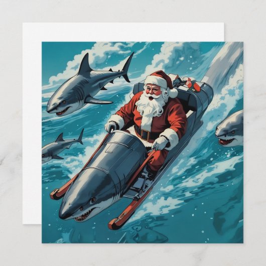 Santa Jaws Feiertagskarte (Vorne/Hinten)