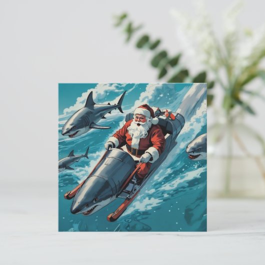 Santa Jaws Feiertagskarte (Stehend Vorderseite)
