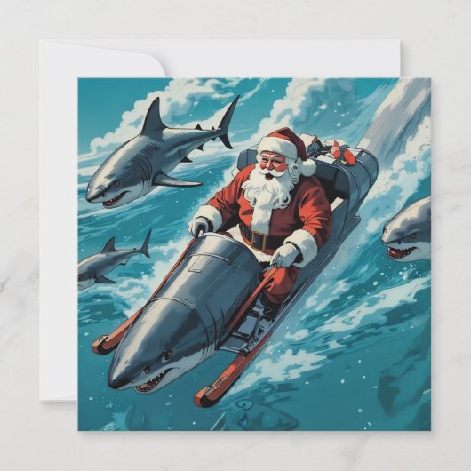 Santa Jaws Feiertagskarte (Vorderseite)