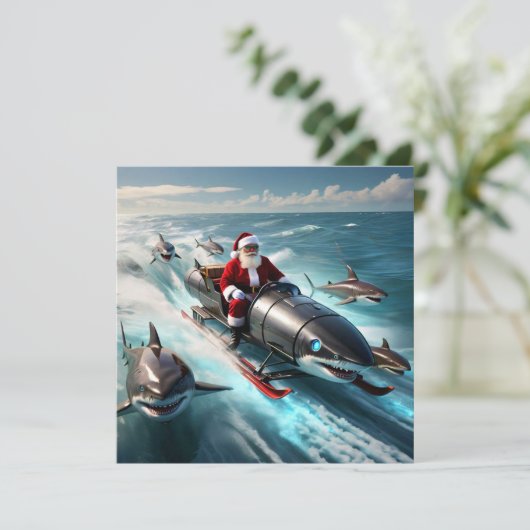 Santa Jaws Feiertagskarte (Stehend Vorderseite)