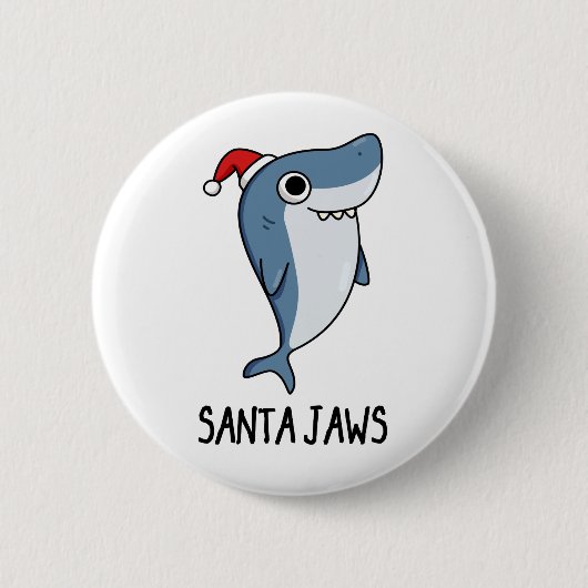 Santa Jaws Funny Shark Christmas Pub Button (Vorderseite)