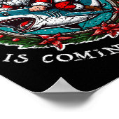 Santa Jaws kommt in die Stadt Weihnachten Weihnach Poster (Ecke)