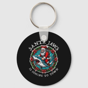 Santa Jaws kommt in die Stadt Weihnachten Weihnach Schlüsselanhänger