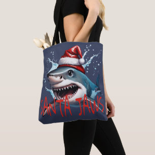 Santa Jaws Pub Zitat Weihnachten Hai Cartoon Kunst Tasche