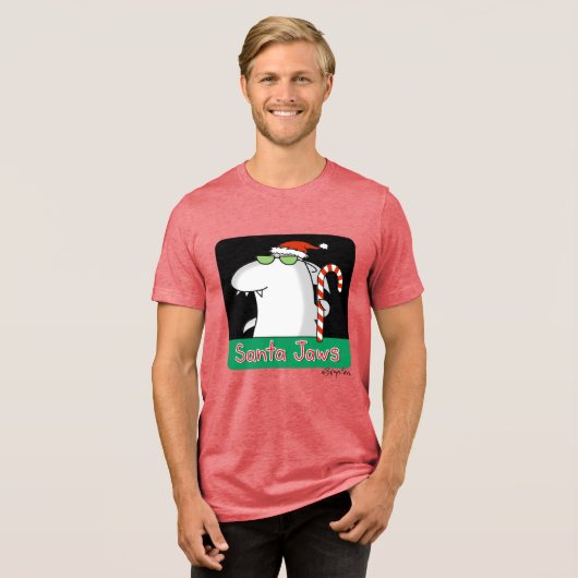 Santa Jaws Tri-Blend Shirt (Vorderseite voll)