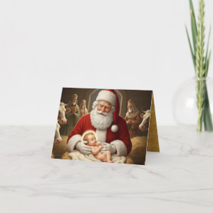 Santa & Jesuskind mit den Weisen Dankeskarte