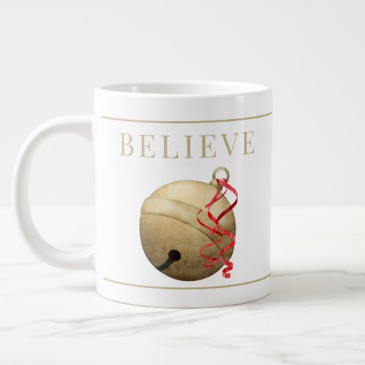 Santa JINGLE BELL, GLAUBE Typografie Riesenkaffee Jumbo-Tasse (Links)