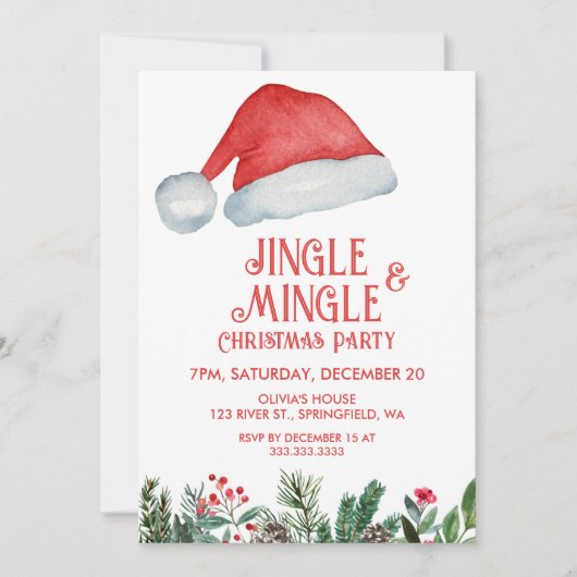 Santa Jingle & Mingle Fun Friends Christmas Party Einladung (Vorderseite)