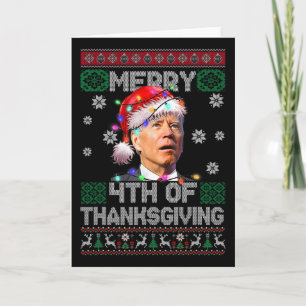 Santa Joe Biden Frohe 4. Thanksgiving Hässlicher W Karte