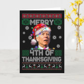 Santa Joe Biden Frohe 4. Thanksgiving hässlicher W Karte (Gelbe Blume)