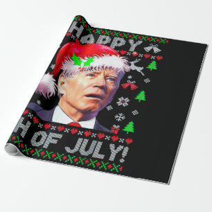 Santa Joe Biden Happy 4. Juli Ugly Weihnachten Geschenkpapier