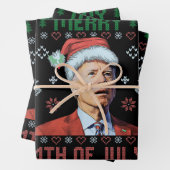 Santa Joe Biden Happy 4. Juli Ugly Weihnachten Geschenkpapier Set (Beispiel)