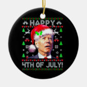 Santa Joe Biden Happy 4. Juli Ugly Weihnachten Keramik Ornament (Vorne)