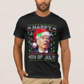 Santa Joe Biden Happy 4. Juli Ugly Weihnachten T-Shirt (Vorderseite)