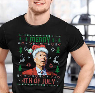 Santa Joe Biden Happy 4. Juli Ugly Weihnachten T-Shirt