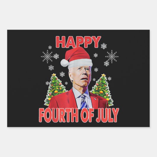 Santa Joe Biden Happy 4. Juli Weihnachten Geschenkpapier Set (Vorderseite)