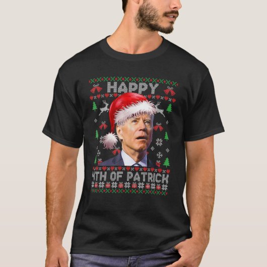 Santa Joe Biden Happy 4th of Patrick Ugly Christma T-Shirt (Vorderseite)