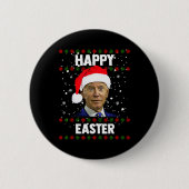 Santa Joe Biden Happy Oaster Ugly Christmas Sweate Button (Vorderseite)