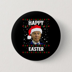 Santa Joe Biden Happy Oaster Ugly Christmas Sweate Button