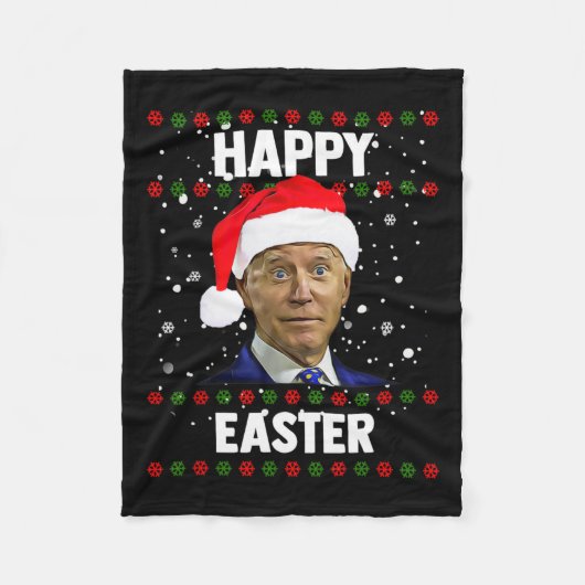 Santa Joe Biden Happy Oaster Ugly Christmas Sweate Fleecedecke (Vorderseite)