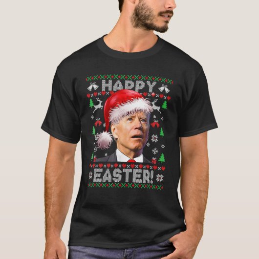 Santa Joe Biden Happy Oaster Ugly Christmas Sweate T-Shirt (Vorderseite)