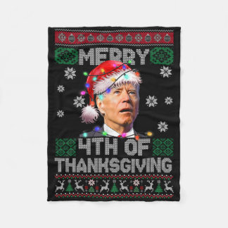 Santa Joe Biden Merry 4. Erntedank Ugly Chr Fleecedecke