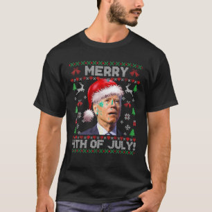 Santa Joe Biden Merry 4. Juli Ugly Weihnachten T-Shirt