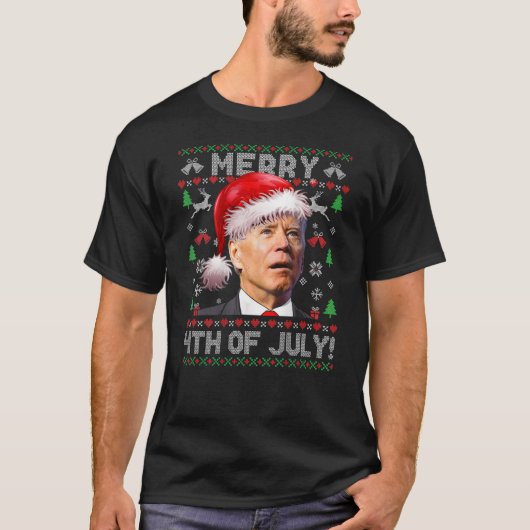 Santa Joe Biden Merry 4th July Ugly Sweater (ON T-Shirt (Vorderseite)